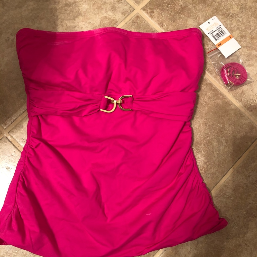 NWT Michael Kors tankini top w/ gold buckle small